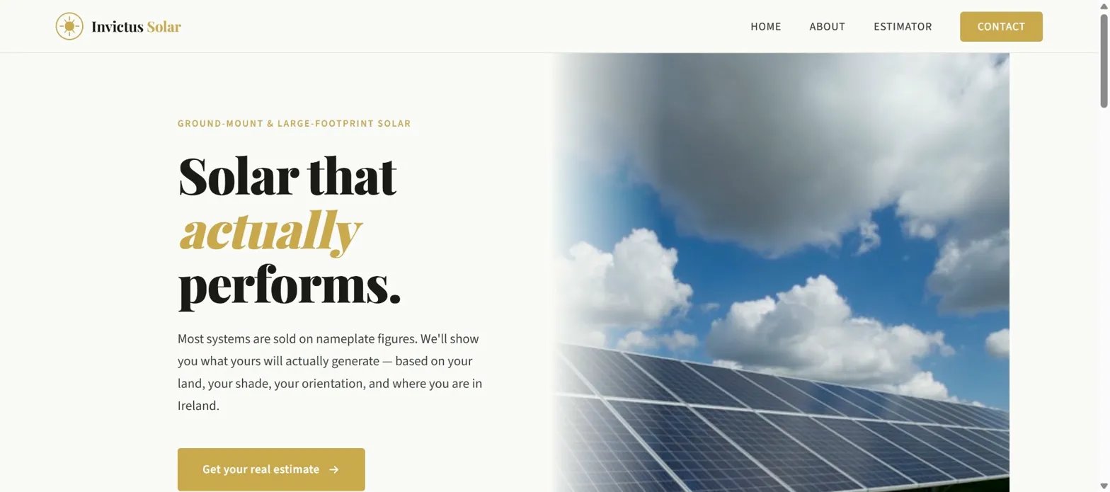 Invictus Solar website screenshot